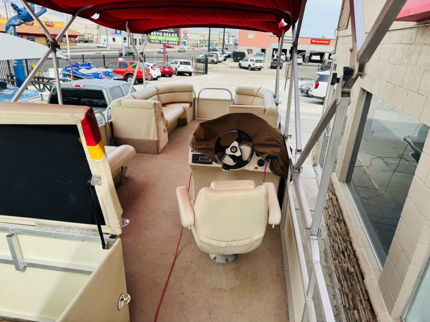 2005 White Voyager , located at 2190 Hwy 95, Bullhead City, AZ, 86442, (928) 704-0060, 0.000000, 0.000000 - 2005 Voyager Tritoon boat. red/white. double bimini tops. recently serviced. low hours. 215 hours. 5.0 220 hp mercruiser. 2 gas tanks. 2 new batteries. full winter cover . - Photo#10